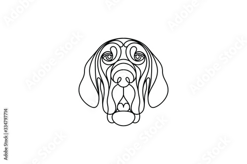 Vector illustration in portrait mode about a Blood Hound dog photo