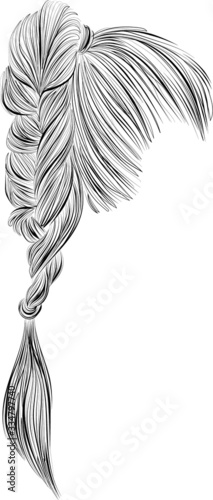Loose fishtail ponytail hairstyle vector illustration
