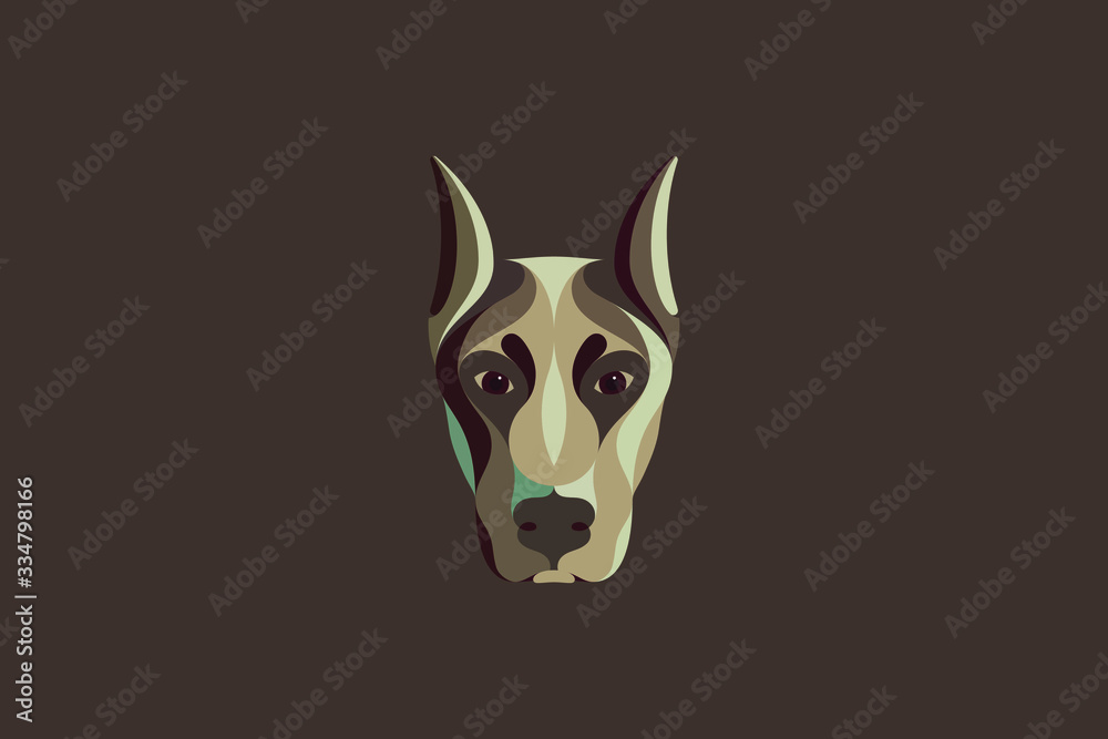 Fototapeta premium Doberman dog vector illustration in portrait mode
