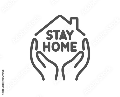Stay home line icon. Coronavirus pandemic quarantine sign. Save lives symbol. Quality design element. Editable stroke. Linear style stay home icon. Vector