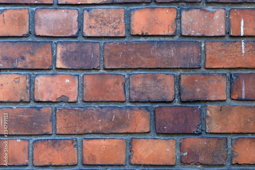 old red brick wall texture background close up