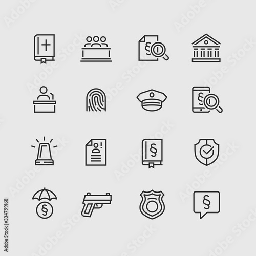 Law and Order Linear Vector Icons Set