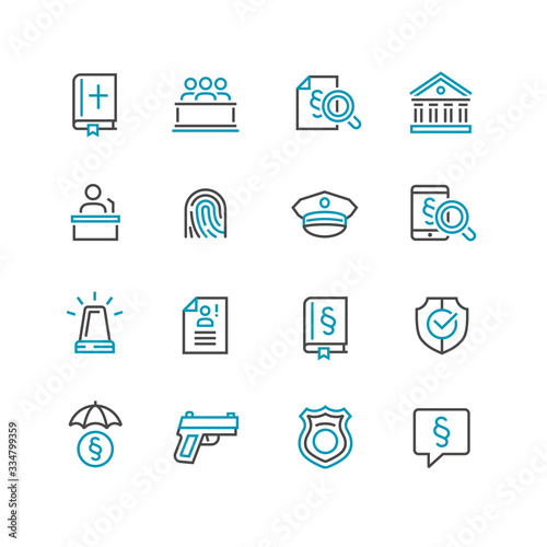 Law and Order Linear Vector Icons Set