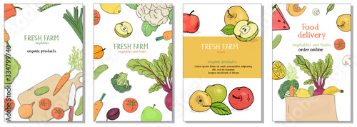 Set of posters with vegetables and fruits.