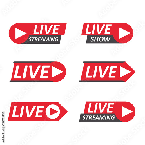 Live Stream signs set. Emblem  logo.