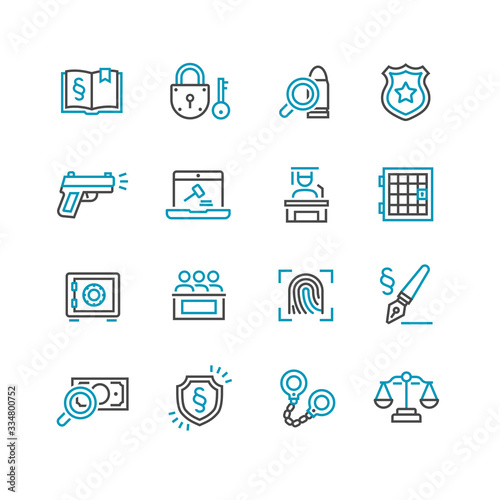 Law and Order Linear Vector Icons Set