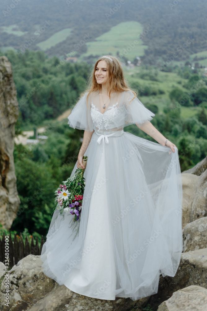 Portrait of a bride in the mountains. Portrait of a bride in the mountains.