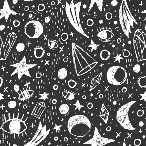 Occult mystic wicca witchcraft seamless pattern