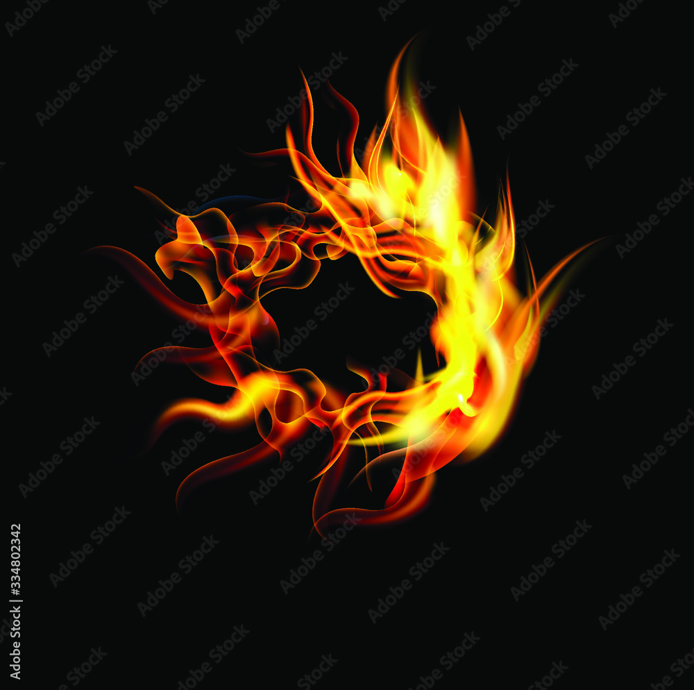 Fototapeta premium Collection of fonts or letters from fire, modern red fire, fonts Tattoo Fire. The alphabet is hot, ABC is burning. Hot typography. fire lettering, letter O
