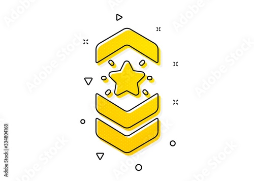 Star award sign. Shoulder strap stars icon. Best rank symbol. Yellow circles pattern. Classic shoulder strap icon. Geometric elements. Vector