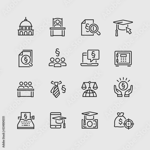Lawyer and business vector icon set