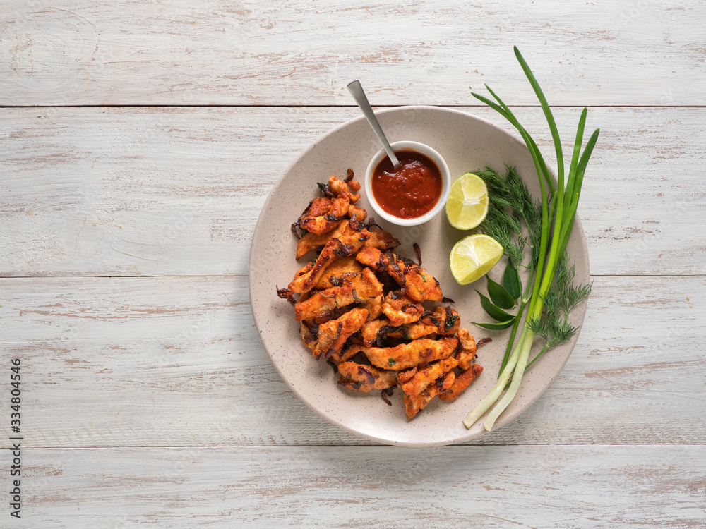 Indian food. Kerala Chicken Pakoda. Yummy pakoras prepared in South Indian style.