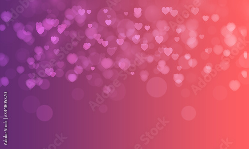 abstract gradient background with heart shape bokeh - concept mother's day, christmas, new year, valentine, birthday greetings card