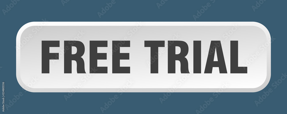 free trial button. free trial square 3d push button