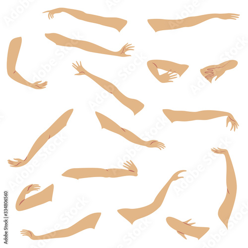 Women s hands. Beautiful graceful silhouettes. Collection. Vector illustration of a set.