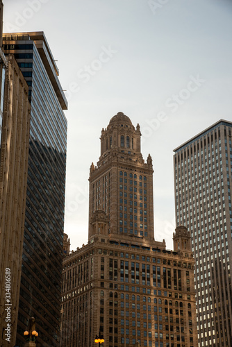 Skyscrapers along the river in Chicago