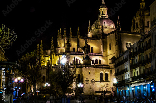 Night view of the Cathedral of Segovia  Spain.
