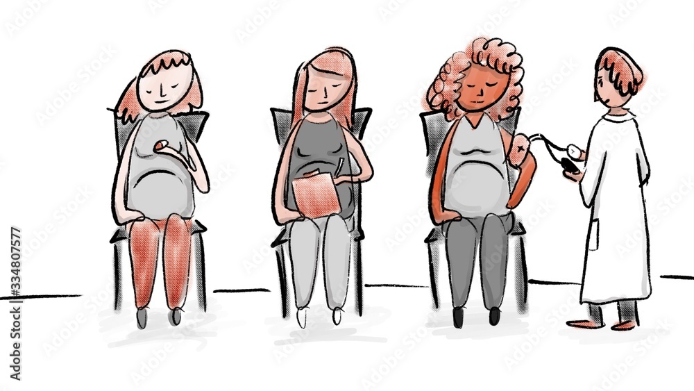 Pregnant Women Waiting in Doctors Office for Appointment Pregnant Women Waiting in Doctors Office for Appointment