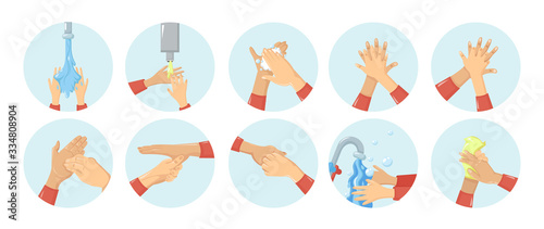 Hand washing, disinfection, sanitary hygiene, prevention Covid-19 virus coronavirus vector