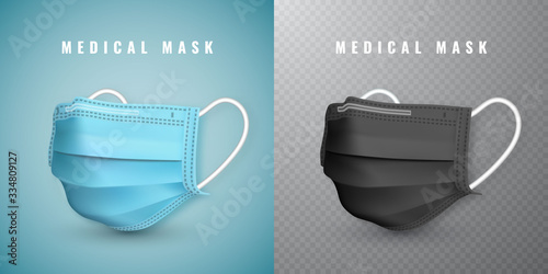 Realistic medical face mask. Details 3d medical mask. Vector illustration