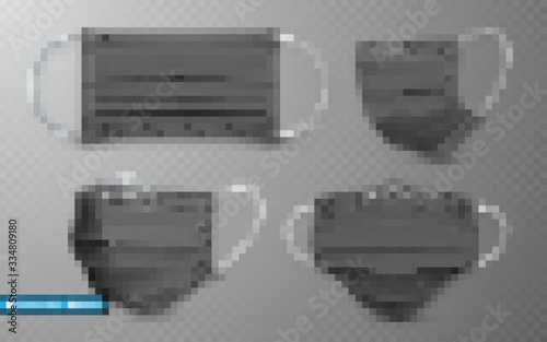 Realistic medical face mask. Details 3d medical mask. Vector illustration