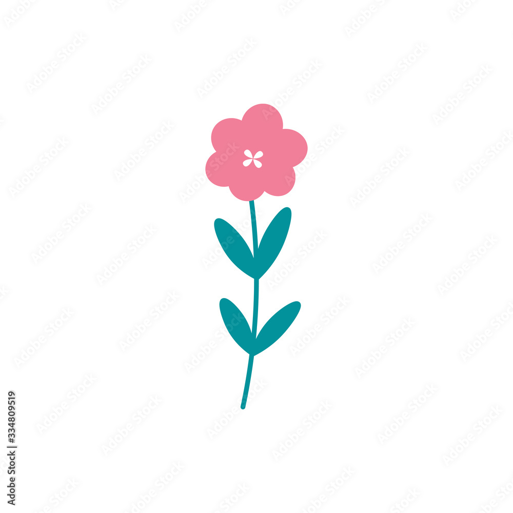 Cute flat vector pink flower icon isolated on  a white background.Suitable for greeting cards,invitations,patterns.