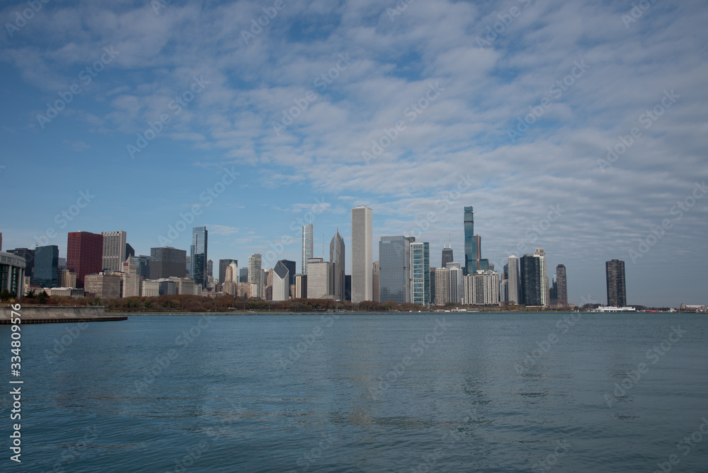 Views of downtown Chicago from Grant park