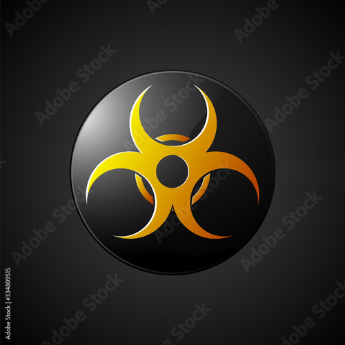 Illustration depicting a biohazard sign inscribed in a circle and done on a black background.