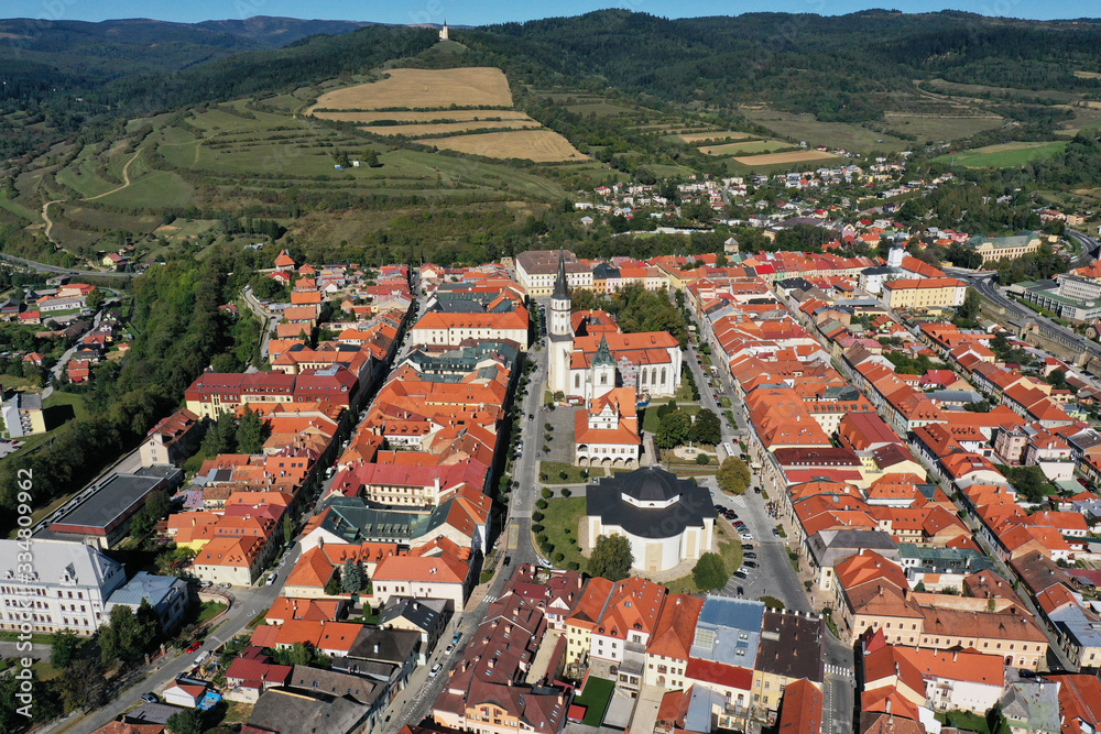 Aerial view of historical town Levoca in Slovakia