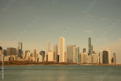 Views of downtown Chicago from Grant park