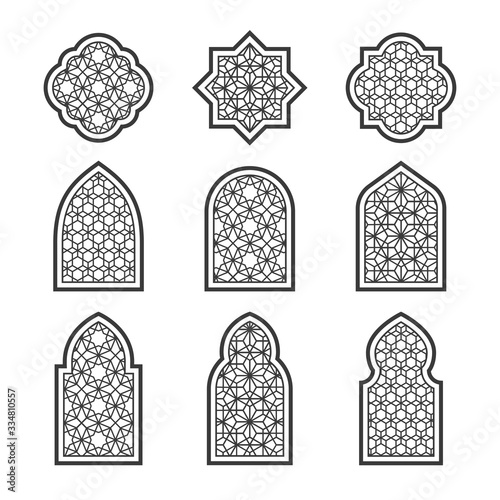 set of black arabic ornamental windows