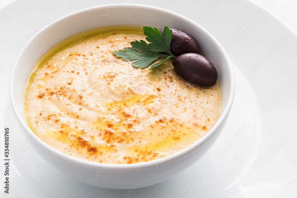 a bowl of hummus