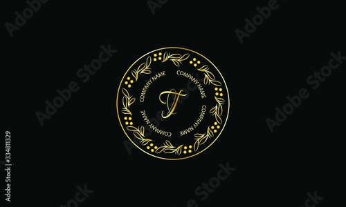 Elegant round shape monogram with letter T. Exquisite calligraphic logo design business sign, restaurant, royalty, boutique, cafe, hotel.