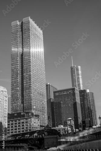 Skyscrapers along the river in Chicago