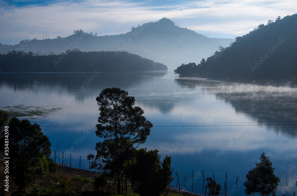 Morning Sunlight lakes and mountains view from Ooty  