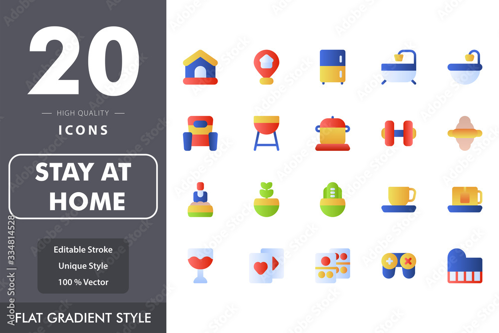 Stay at home icon pack isolated on white background. for your web site ...