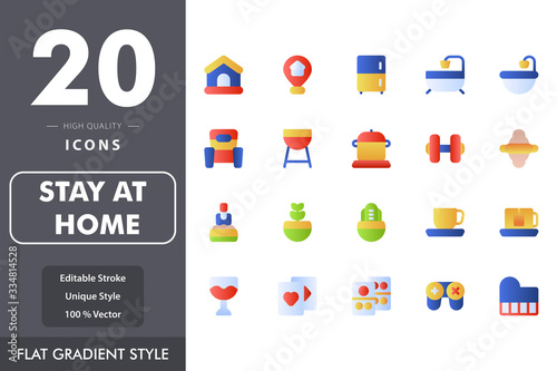 Stay at home icon pack isolated on white background. for your web site design, logo, app, UI. Vector graphics illustration and editable stroke. EPS 10.