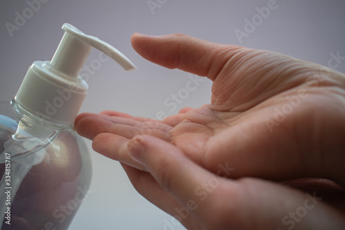 Soap and hand on a white background
