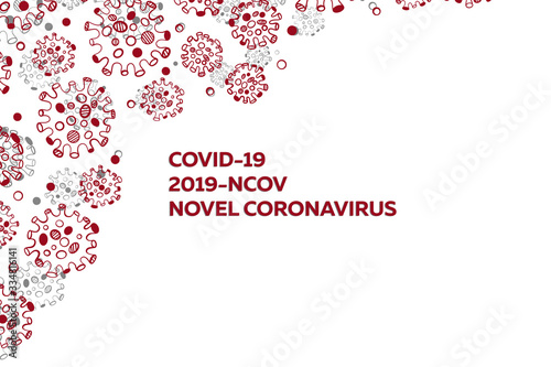 Red coronavirus virus cells banner. Coronavirus infections background.  Design on white color background. Vector illustration and banner  media  website  publish  news.