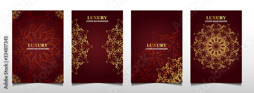 Set luxury premium cover layout design template with red and golden line. Abstract vector a4 graphic can use Product Package, Annual report, Business brochure , wedding invitation card, flyer