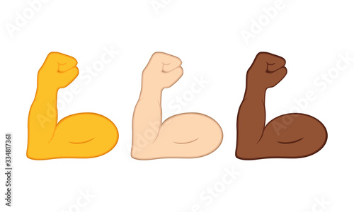 Flexible bicep muscle or strong workout icon set flat in modern colour design concept on isolated white background. EPS 10 vector.