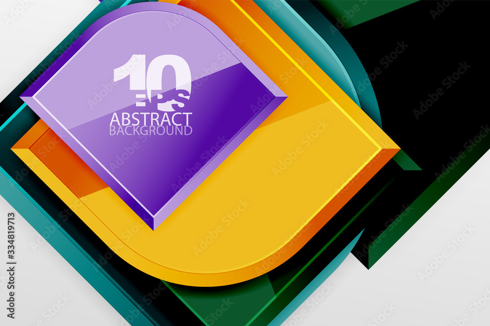 Glossy glass squares with round elements geometric composition. Abstract geometric background with 3d effect composition For Wallpaper, Banner, Background, Card, Book Illustration, landing page