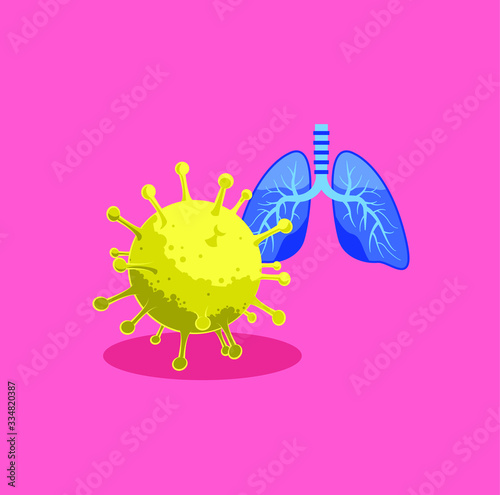 colorful vector illustration lungs with coronavirus covid19 