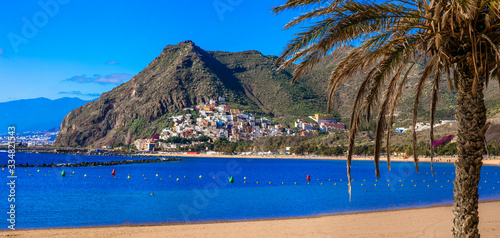 Best beaches of Canary islands - beautiful Las Teresitas and village San Andreas in Tenerife