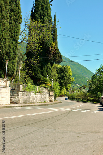 Fototapeta Naklejka Na Ścianę i Meble -  The streets of the old small town. Gagra, Abkhazia	