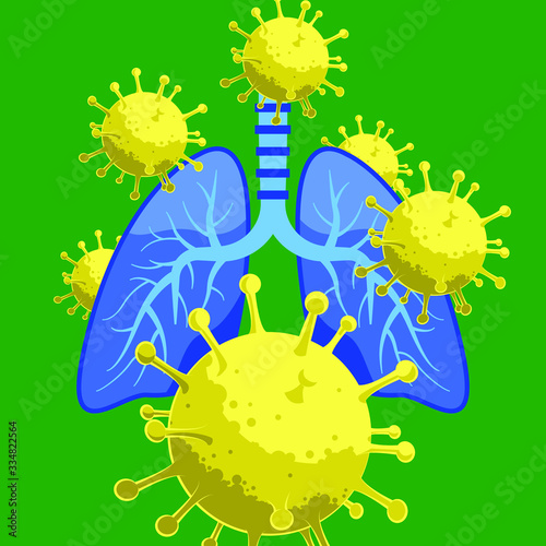 colorful vector illustration lungs with  coronavirus covid19 