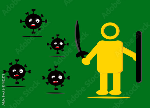 Ilustration vector graphic of Corona virus vector, Corona virus in Wuhan, Simple China virus vector, Fight corona, stopping corona virus.