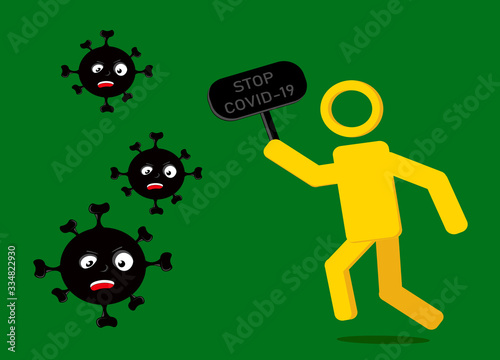 Ilustration vector graphic of Corona virus vector  Corona virus in Wuhan  Simple China virus vector  Fight corona  stopping corona virus.
