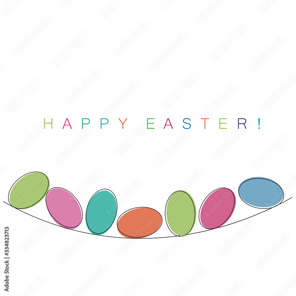 Happy easter card with eggs colorful. Vector illustration