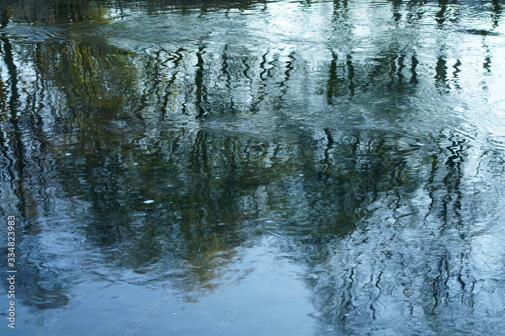 Spring season besides a beautiful natural looking river Spring season besides a beautiful natural looking river